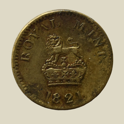 Georgian 1821 Royal Mint Sovereign Brass Coin Weight