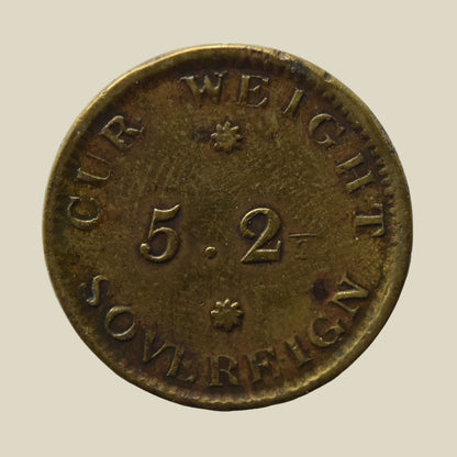 Georgian 1821 Royal Mint Sovereign Brass Coin Weight