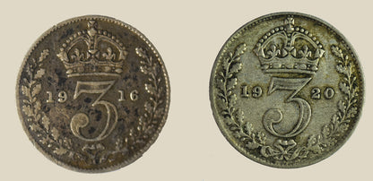 Pair of George V Threepences